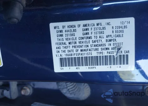 2015 Acura Tlx Tech from USA, damaged, VIN 19UUB1F55FA011570